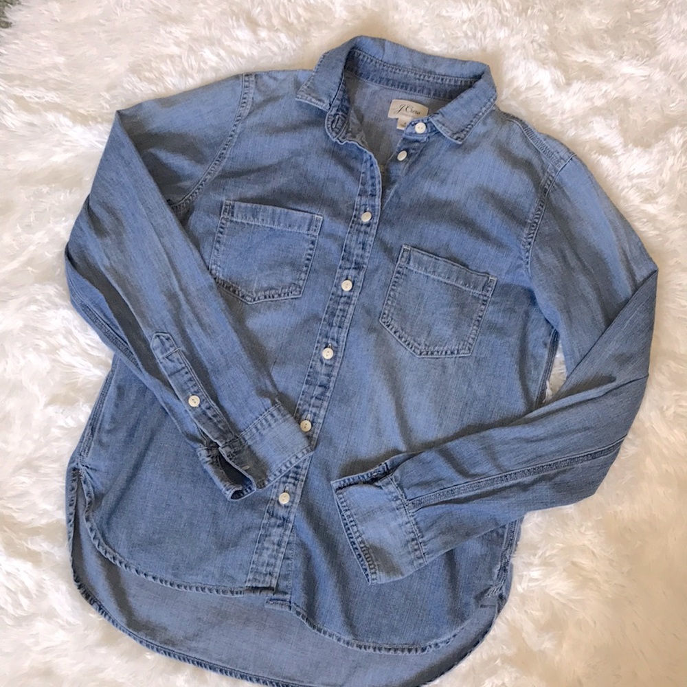 J. Crew Everyday Chambray Shirt Indigo Blue Size 4